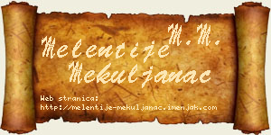 Melentije Mekuljanac vizit kartica